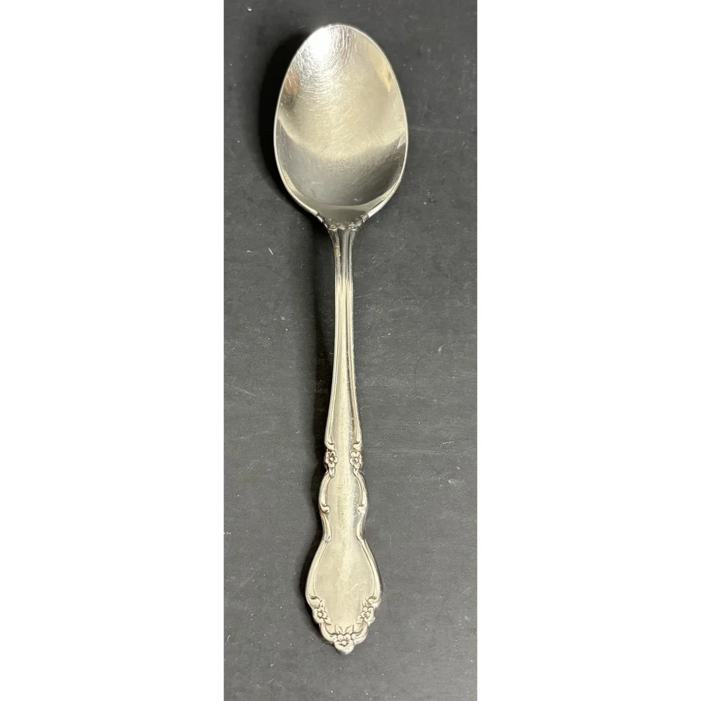 7 Oneida Dover Oval Place Soup Spoons Cube Stainless Glossy 6 5/8